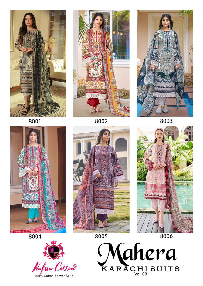 Mahera Vol 8 By Nafisa Karachi Cotton Dress Material Suppliers In India